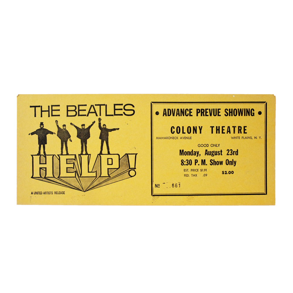 The Beatles -- 1964 Movie “Help” Advance Prevue Showing Ticket [Ephemera Other]