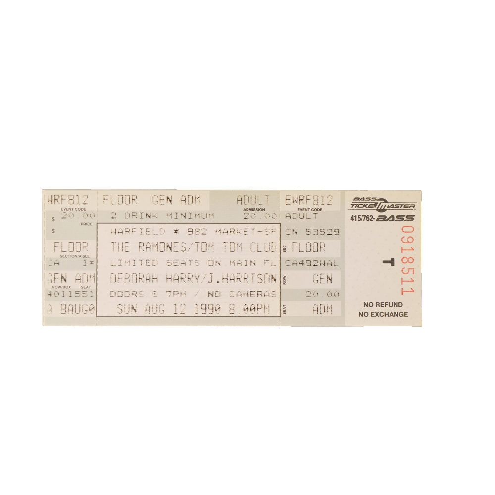 Ramones -- 1990 Concert Ticket [Miscellaneous Ephemera]